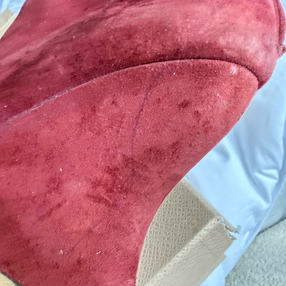 Prada Burgundy Suede Wedge Boots - Picture 7 of 15